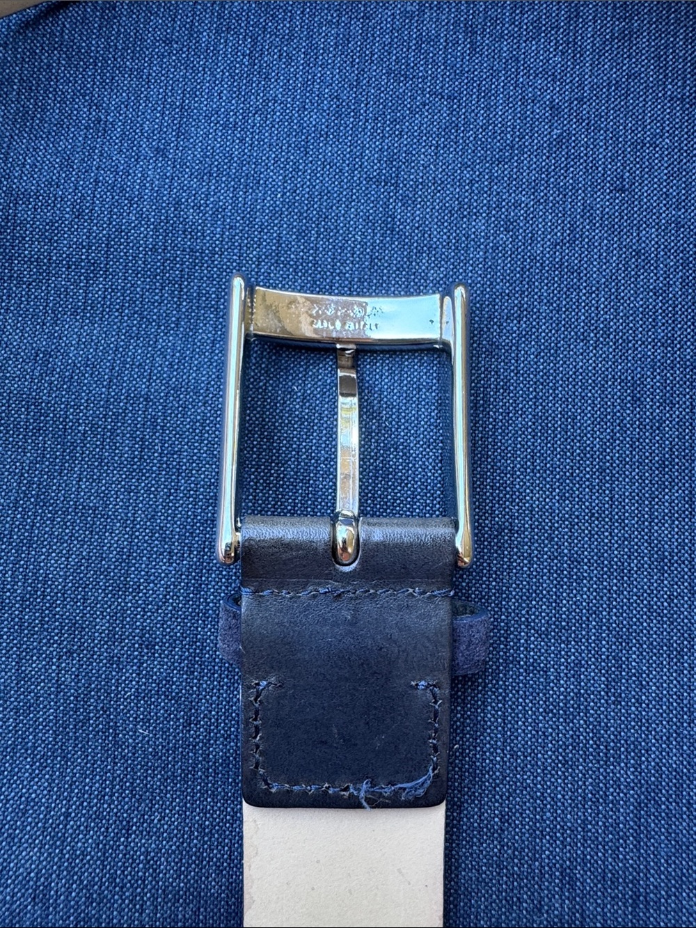 Navyboot Navy Blue Genuine Leather Belt Handmade in Italy Size 85 - Picture 10 of 10